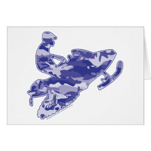 Camo Blue Sled på svart kopia Hälsningskort
