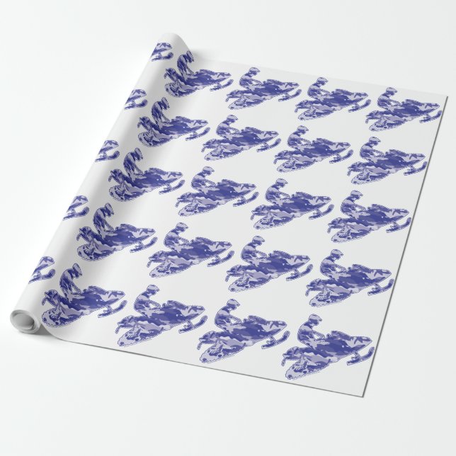 Camo Blue Snowmobiler Presentpapper (Utrullad)