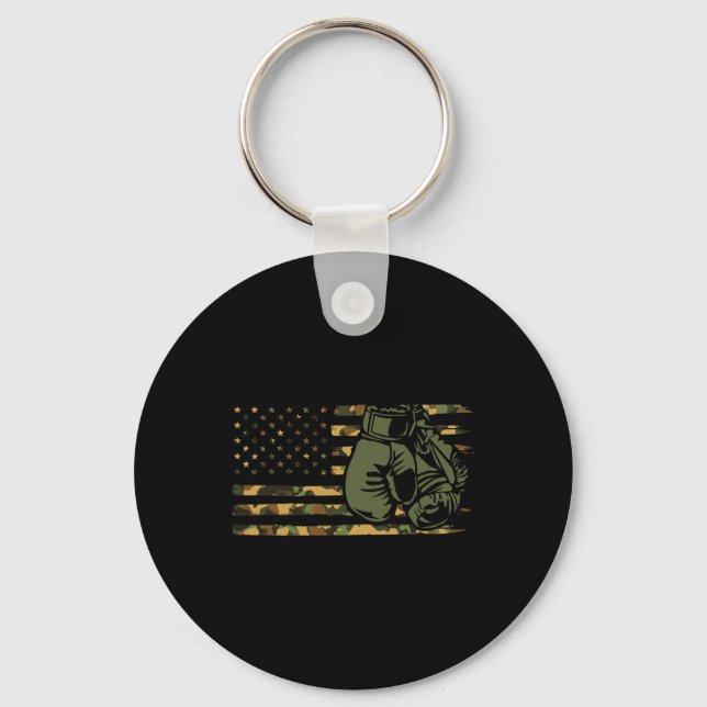 Camo Boxing USA flagga for Boxer - American Flagga Nyckelring (Framsida)