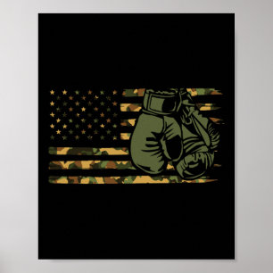 Camo Boxing USA flagga for Boxer - American Flagga Poster