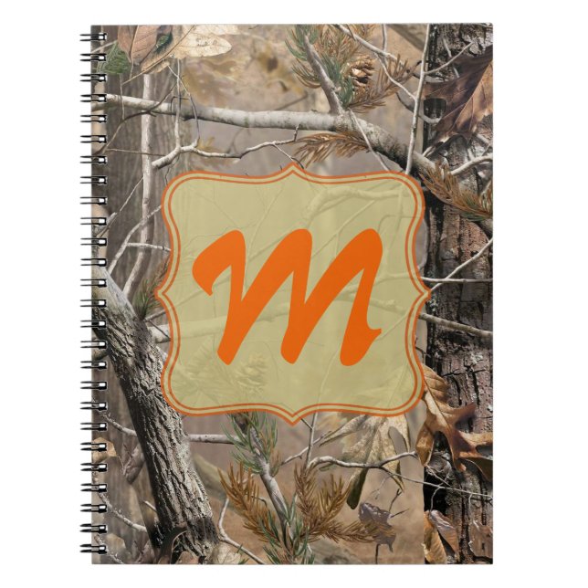 Camo Camouflage Hunting Monogram, första anmärknin Anteckningsbok (Framsidan)