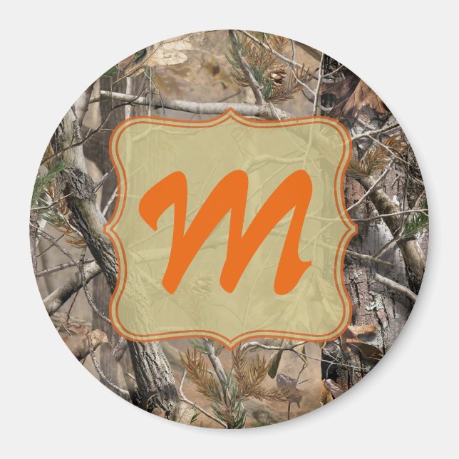 Camo Camouflage Hunting Monogram Initial Magnet (Framsidan)