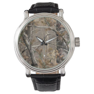 Camo Camouflage Hunting Real Leather Band Watch Armbandsur