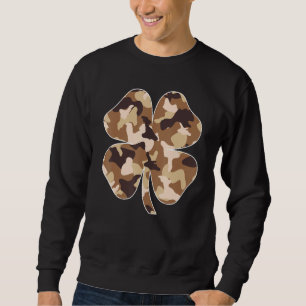 Camo Camouflage Irish Shamrock Lucky Four Löv Pat Lång Ärmad Tröja
