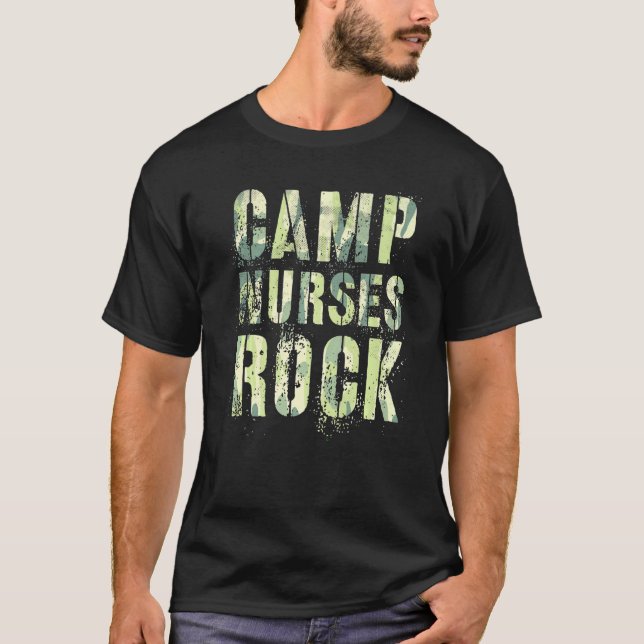 Camo Camp Nurses Do Sten Camping Mediad Squad Med T Shirt (Framsida)
