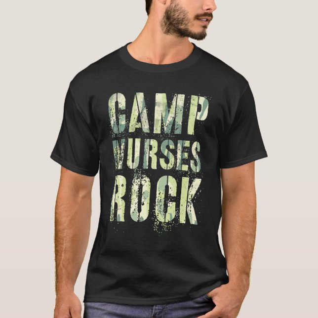 Camo Camp Nurses Do Sten Camping Mediad Squad Med T Shirt (Framsida)