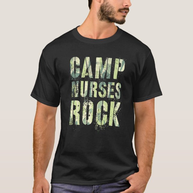 Camo Camp Nurses Do Sten Camping Mediad Squad Med T Shirt (Framsida)