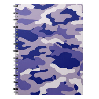 Camo Camping Hunting Blue Camouflage Anteckningsbok Med Spiral