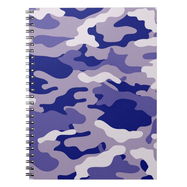 Camo Camping Hunting Blue Camouflage Anteckningsbok Med Spiral (Framsidan)