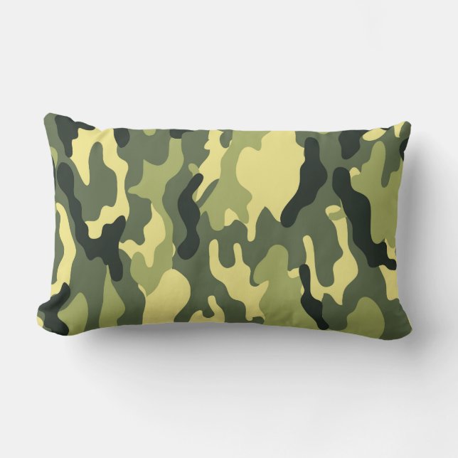 Camo Camping Hunting Grönt Camouflage Lumbarkudde (Framsida)