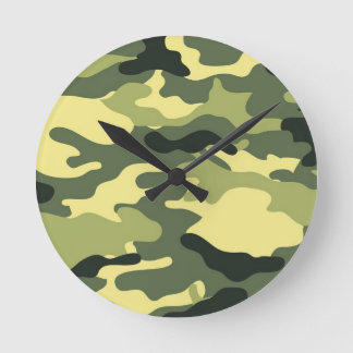 Camo Camping Hunting Grönt Camouflage Rund Klocka