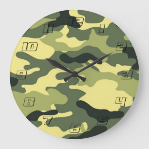 Camo Camping Hunting Grönt Camouflage Stor Klocka