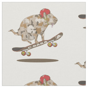 Camo Capybara Skateboarding Tyg