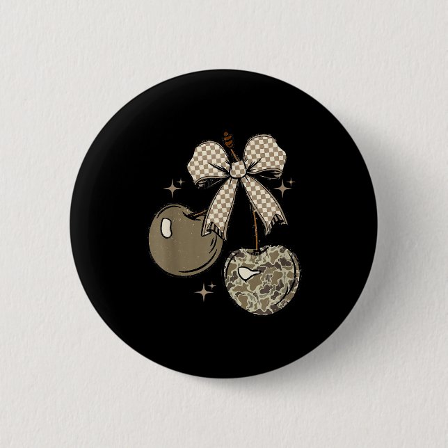 Camo Checkered Cherry Bow, Hunting,checkered Patte Knapp (Framsida)