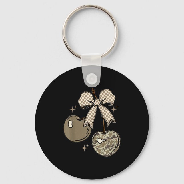 Camo Checkered Cherry Bow, Hunting,checkered Patte Nyckelring (Framsida)