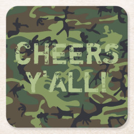 Camo Cheers Y'All Underlägg Papper Kvadrat