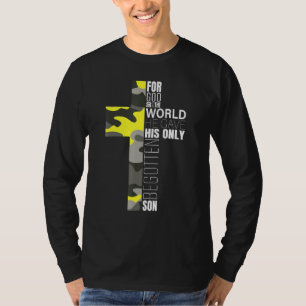 Camo Christian Bible Verse John 316 Faith God Cros T Shirt