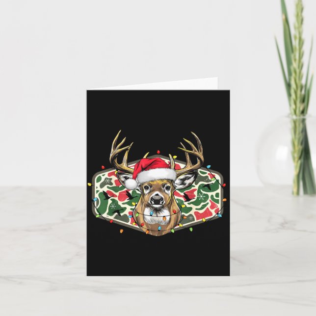 Camo Christmas Santa Deer Hunting Season Holiday O Kort (Framsida)