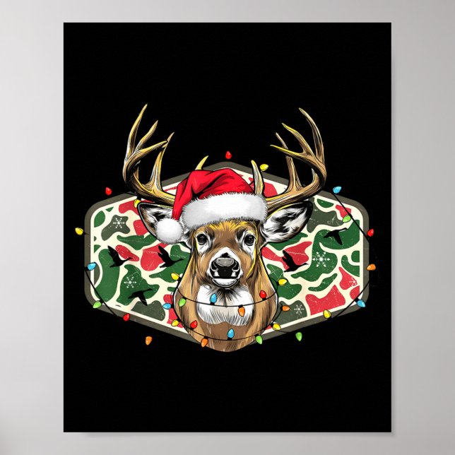 Camo Christmas Santa Deer Hunting Season Holiday O Poster (Framsidan)