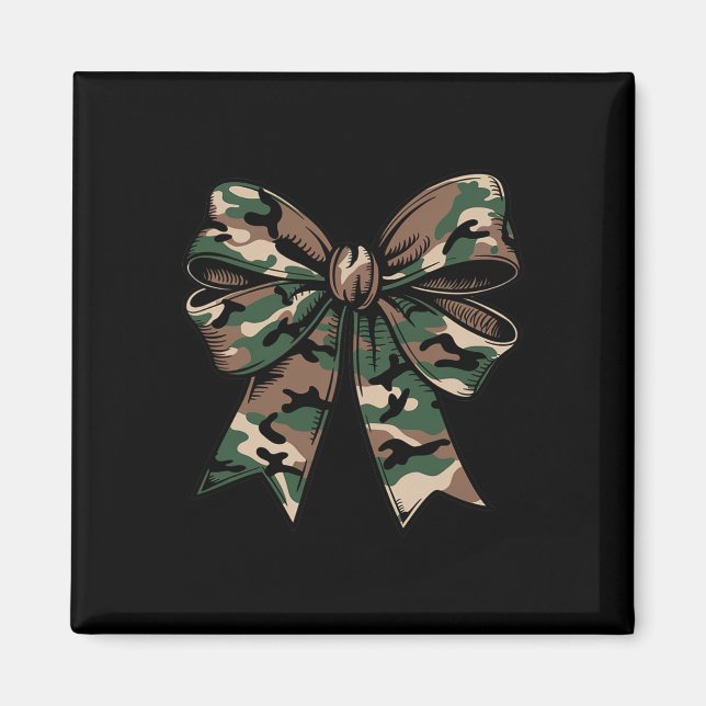 Camo Coquette Bow Anka Hunting Girls Women Hjort H Magnet (Framsidan)