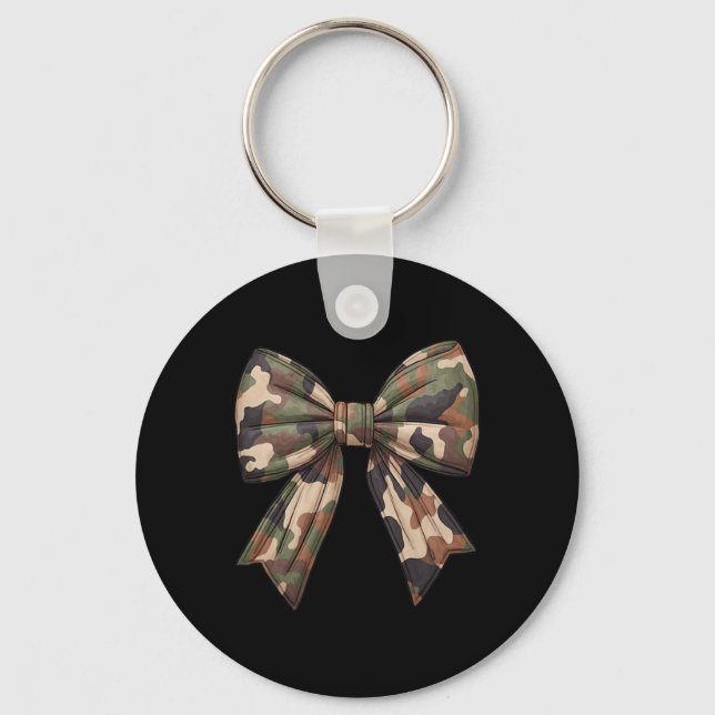 Camo Coquette Bow Anka som jagar flickor Kids Wome Nyckelring (Framsida)