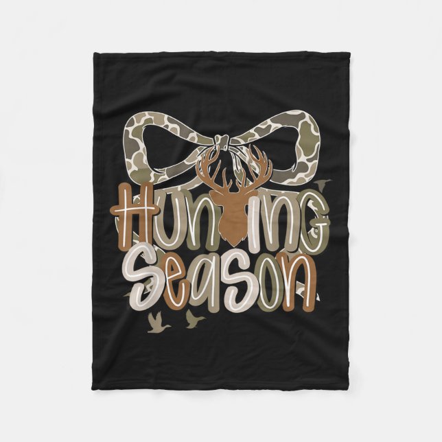 Camo Coquette Bow Hjort Hunt Anka Hunting Women Gi Fleecefilt (Framsidan)