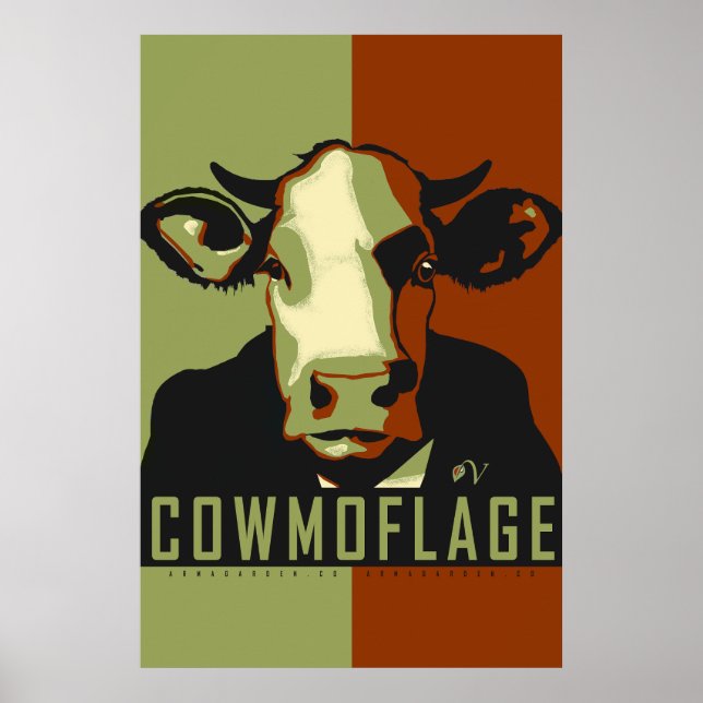 Camo Cowmoflage Pop Art Cow Poster (Framsidan)