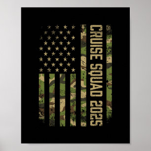 Camo Cruise Squad 2025 Usa Amerikansk Flagga 4:e J Poster