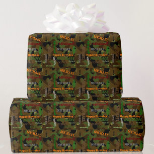 Camo Custom NAME Grattis på födelsedagen Gift Presentpapper
