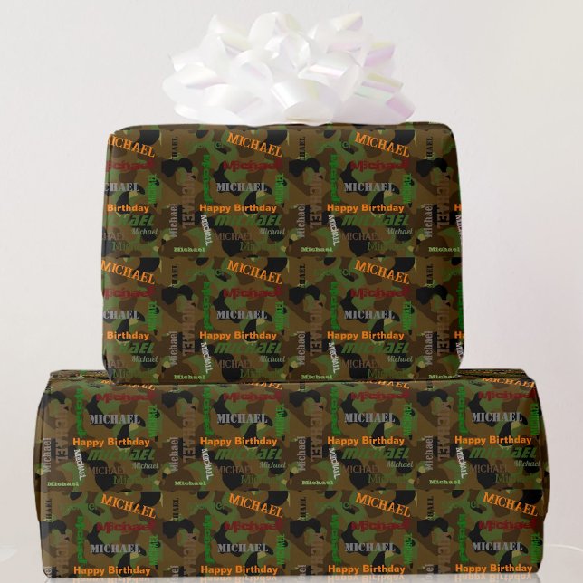 Camo Custom NAME Grattis på födelsedagen Gift Presentpapper (Skapare uppladdad)