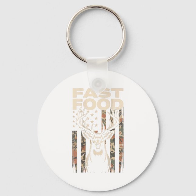 Camo Deer Hunting Fast Food Gag Hunter Gift Funny  Nyckelring (Framsida)