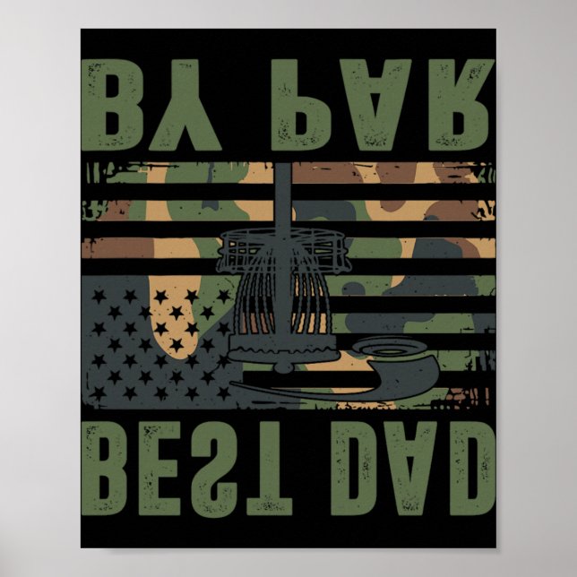 Camo Disc Golf Bästa Pappa By Par Amerikansk Flagg Poster (Framsidan)