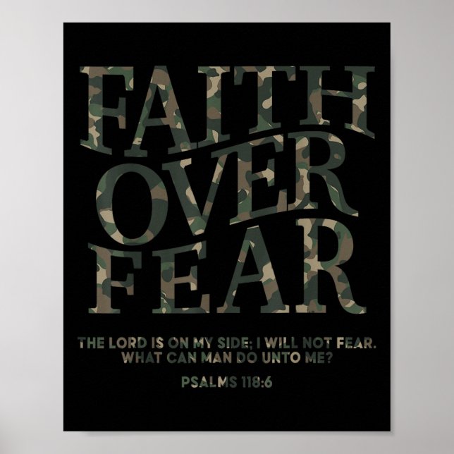 Camo Faith over Fear Christian Jesus God Son Poster (Framsidan)