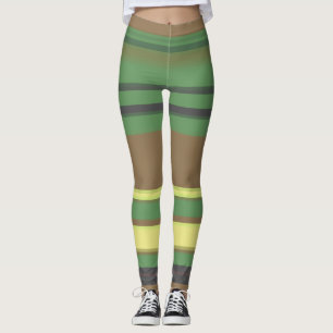 Camo Färg Stripe Mönster Leggings