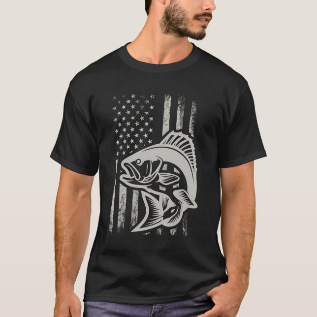 Camo Fishing Shirt Manar Boys American Flagga Bass T Shirt (Framsida)