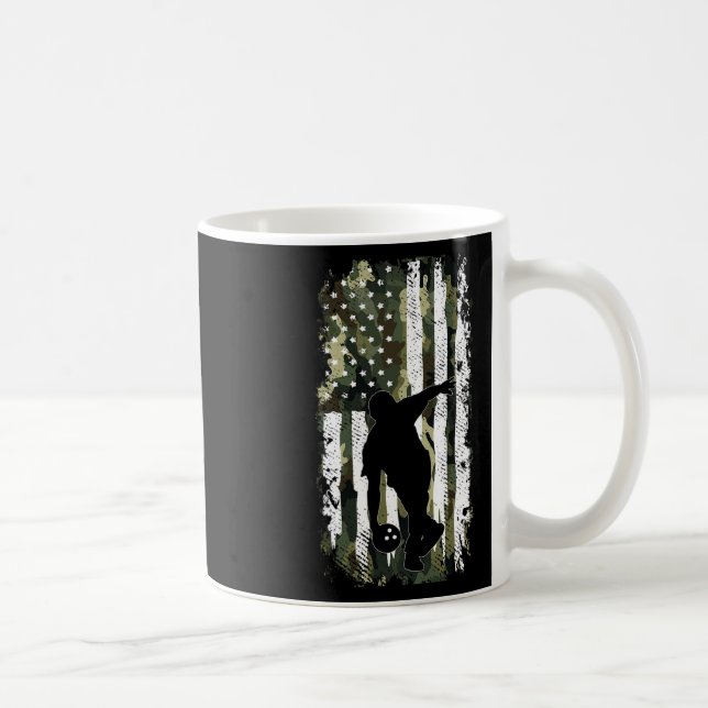 Camo Flagga Bowling Player Vintage Patriotic Manar Kaffemugg (Höger)