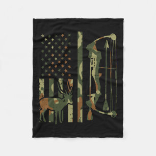 Camo Flagga Hjort Bow Hunting Patriotic Hunter Pap Fleecefilt