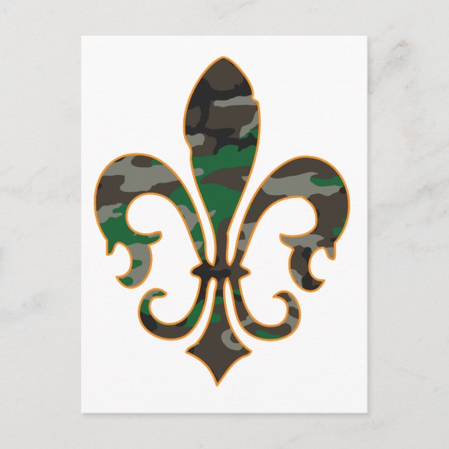 Camo Fleur De lis Vykort (Framsida)