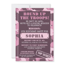 Camo Födelsedagsfest inbjudan, armén, Uppdrag