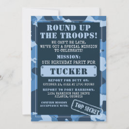 Camo Födelsedagsfest inbjudan, armén, Uppdrag Inbjudningar