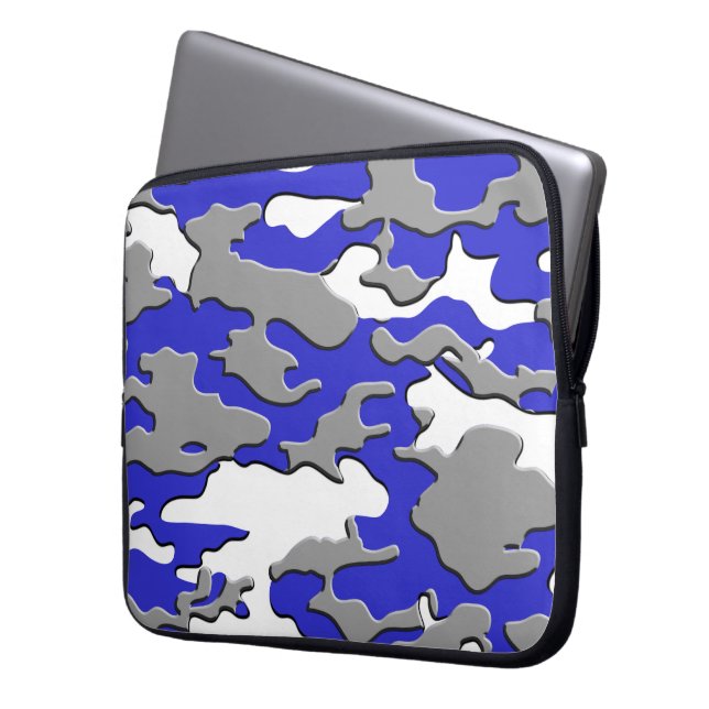 camo för blått 3d laptop sleeve (Framsidan Vänster)