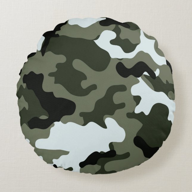Camo för militär Grönt Rund Kudde (Framsidan)