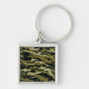 Camo Fyrkantig Silverfärgad Nyckelring