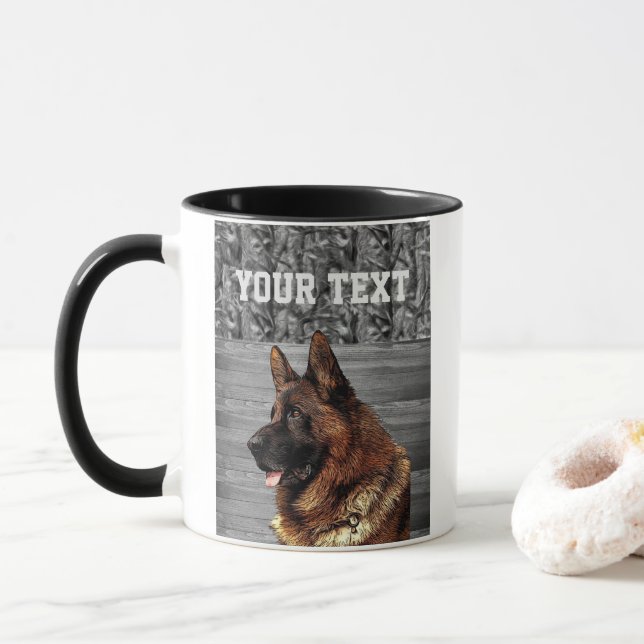 Camo German Shepherd Hund aveln Animal Namn Mugg (Med munk)