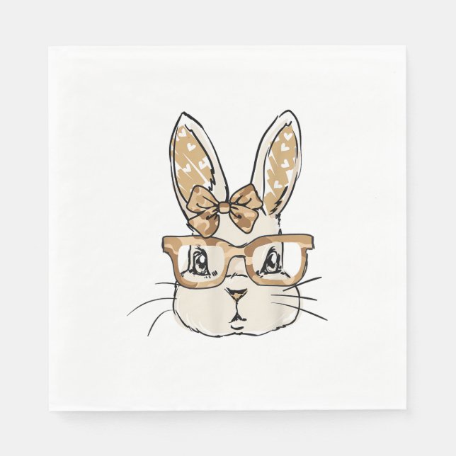 Camo Glasses Camo Tie Bow Bunny Ansikte Rabbit Pås Pappersservett (Framsidan)
