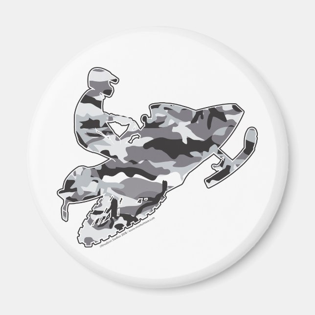 Camo Grått Sled på Black Copy Magnet (Framsidan)