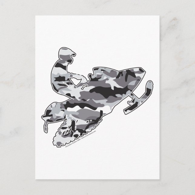 Camo Grått Sled på Black Copy Vykort (Framsida)