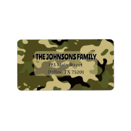 Camo Green, Brown, Tan, Black Address Label Adressetikett