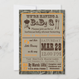 Camo grillfestBabyQ baby shower Inbjudningar
