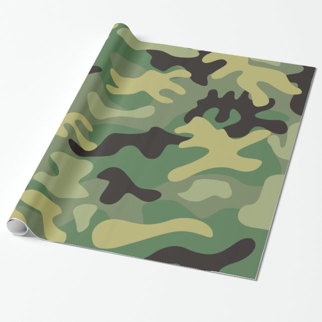 Camo Grönt | Arméns Födelsedagsfest Presentpapper (Utrullad)